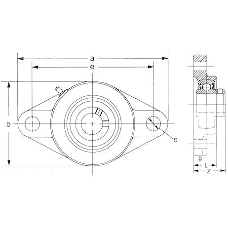 3/4 INCH SHAFT DIAMETER ECCENTRIC LOCKING COLLAR STYLE FLANGE BEARING - 2 HOLE 2F12