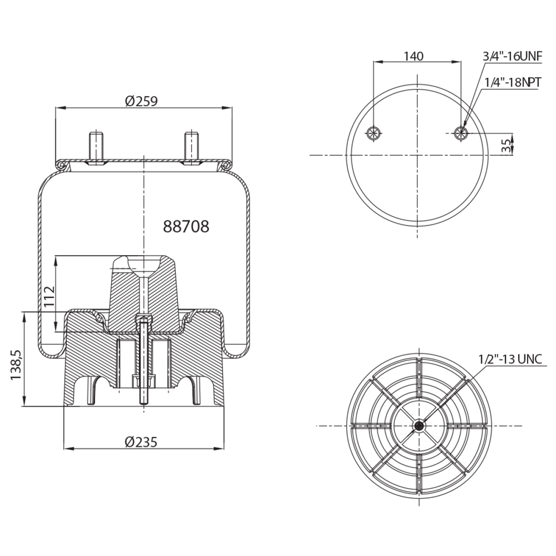 CTO-8708 AIR SPRING W01-358-8708 W013588708