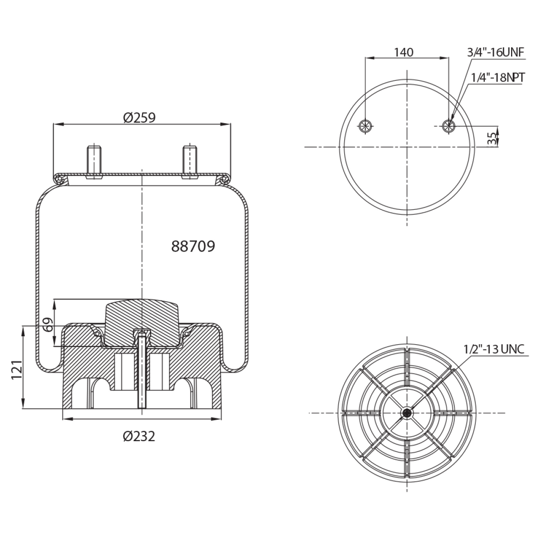 CTO-8709 AIR SPRING W01-358-8709 / W013588709