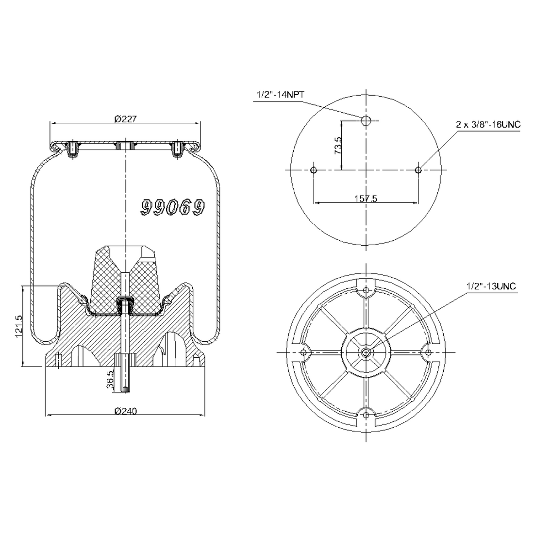 CTO-9069 AIR SPRING W01-358-9069 / W013589069