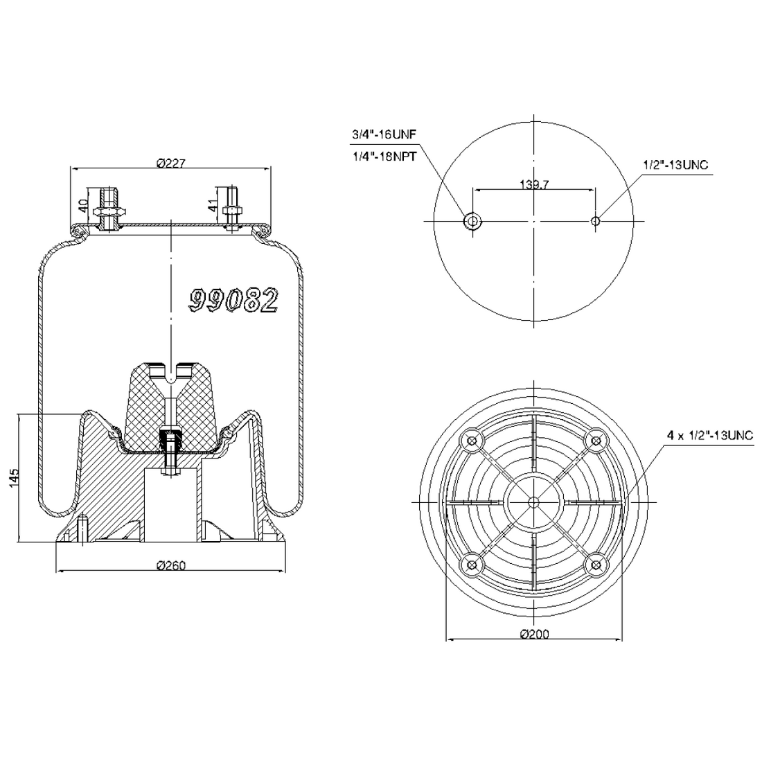 CTO-9082 AIR SPRING 64269 / 1R12-092 / 831O W013589082