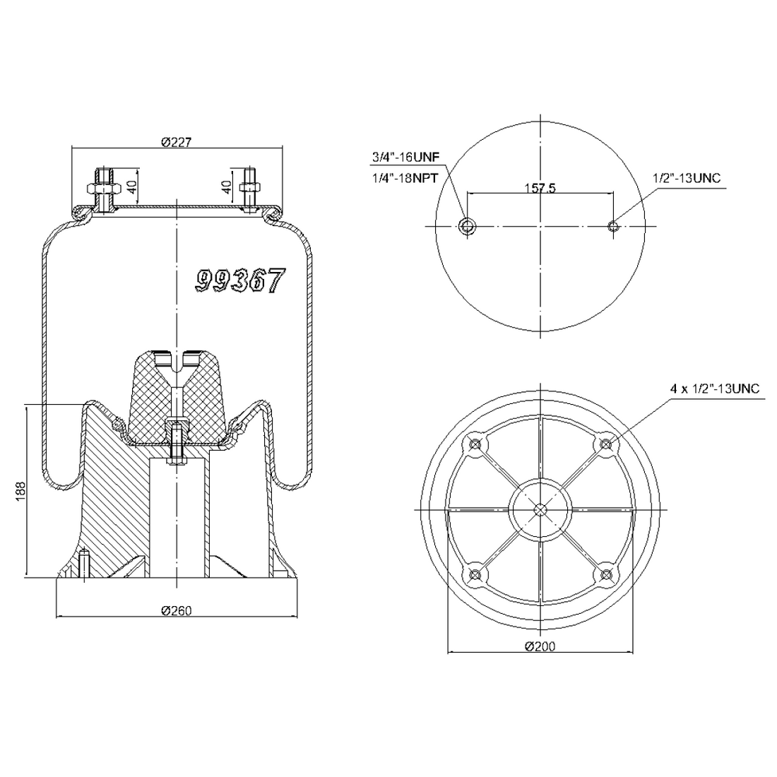 CTO-9367 AIR SPRING W01-358-9367 W013589367