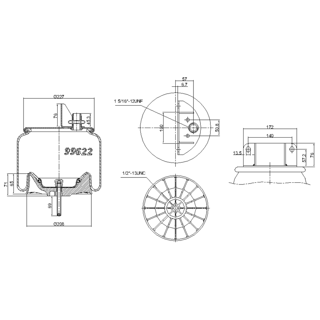 CTO-9622 AIR SPRING FOR KENWORTH W01-358-9622 / K-303-22