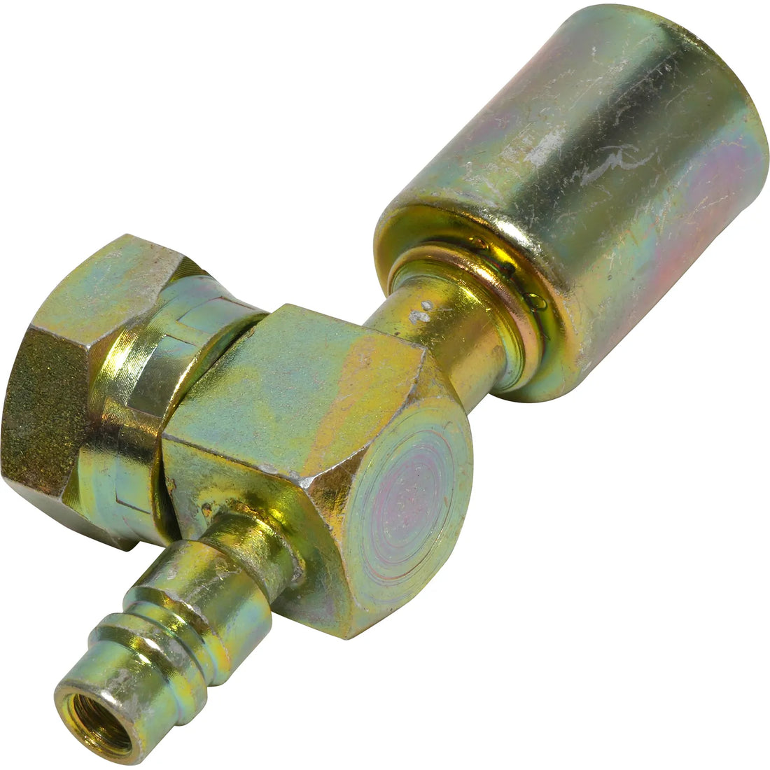 Steel 90º Tube-O Beadlock Fitting w/ Svc Port TO-10SB 90 SV R134A