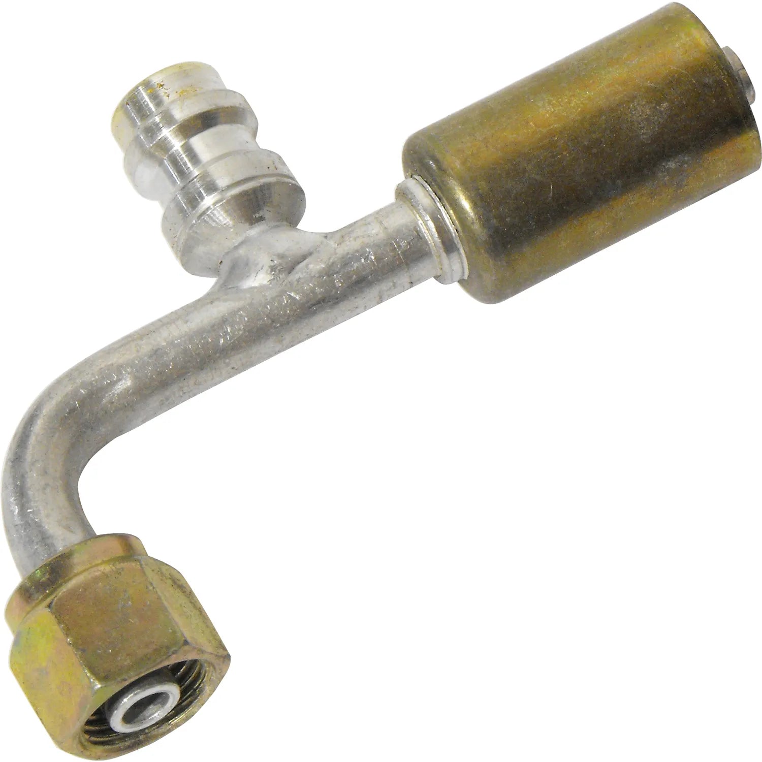 Alu. 90º Oring hembra Beadlock Ftg. con puerto de servicio 6FOR 6BL 90 SV R134 #6